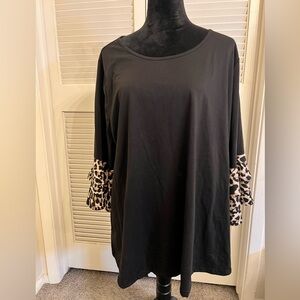 Elegant Black Top with Leopard Accents
